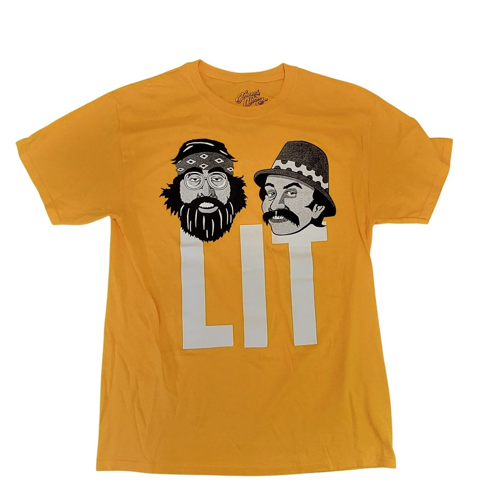 Cheech and Chong LIT T-Shirt Men's Size M Gold Novelty Graphic Tee